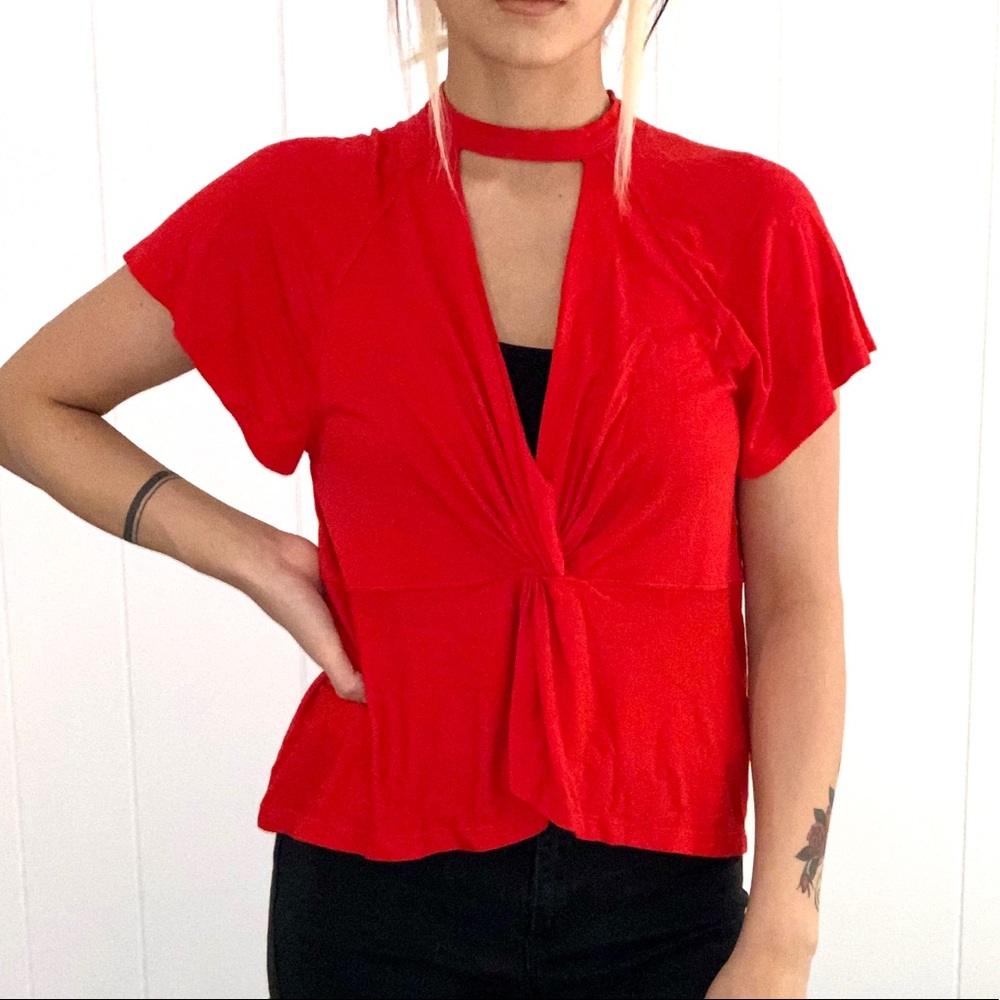 FREE PEOPLE Just A Twist Top Red